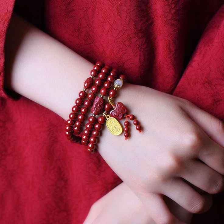 108-Bead Purple Cinnabar Auspicious Bracelet – Fortune Accumulation & Spiritual Harmony